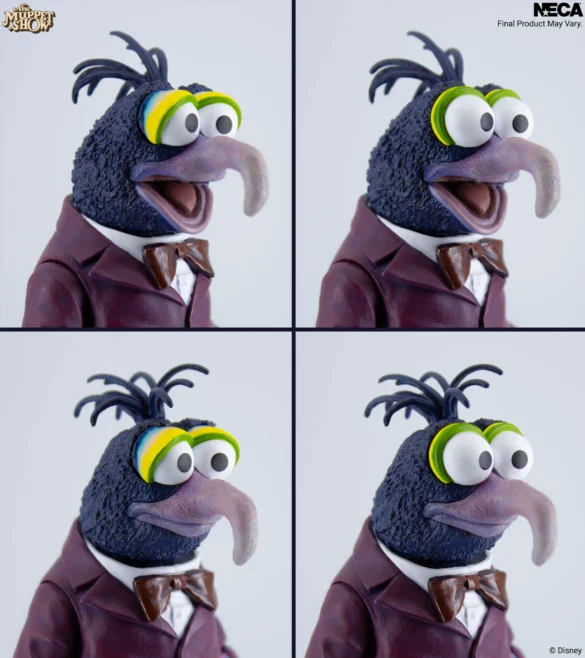 Detalle de cuatro expresiones de Gonzo de NECA obtenidas con los ojos intercambiables.