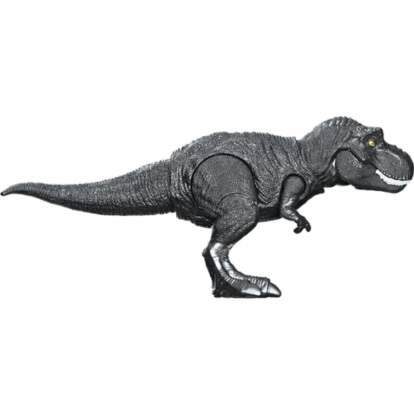 Vista lateral del Tyrannosaurus rex gris de Blokees TERRAVENTURE TS-01.