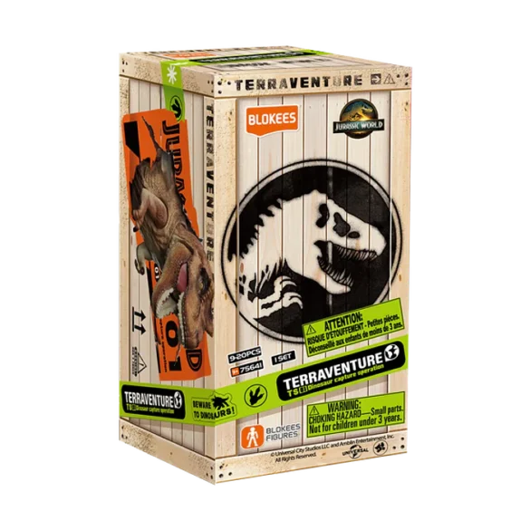 Caja Blokees Jurassic World TERRAVENTURE TS-01 con el logotipo de la saga.