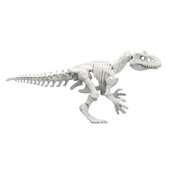 Dinosaurio blanco de Blokees TERRAVENTURE TS-03 con el cuerpo inclinado.