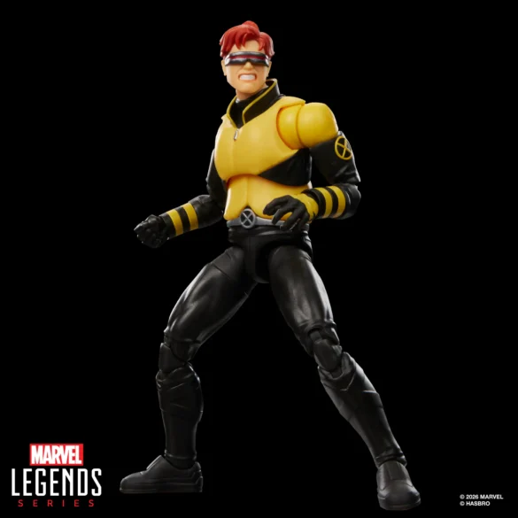 GEEKSONAS-MARVEL-LEGENDS-SERIES-X-MEN-97-CYCLOPS-6 Cyclops de X-Men ’97 de Marvel Legends con cabeza sonriente y uniforme amarillo y negro.