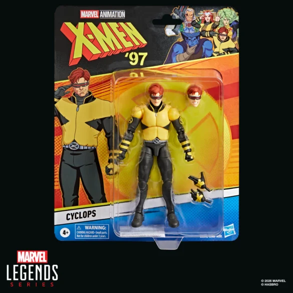 GEEKSONAS-MARVEL-LEGENDS-SERIES-X-MEN-97-CYCLOPS-8 Cyclops de X-Men ’97 de Marvel Legends en su blíster con ilustración del personaje.