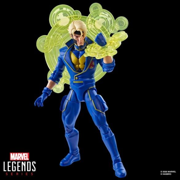 GEEKSONAS-MARVEL-LEGENDS-SERIES-X-MEN-97-MARVELS-HAVOK-2 Havok de X-Men ’97 de Marvel Legends con efectos de energía circulares alrededor del antebrazo y detrás del cuerpo.