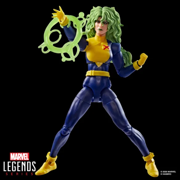 GEEKSONAS-MARVEL-LEGENDS-SERIES-X-MEN-97-MARVELS-POLARIS-7 Polaris de X-Men ’97 de Marvel Legends con un efecto verde alrededor de la mano alzada.
