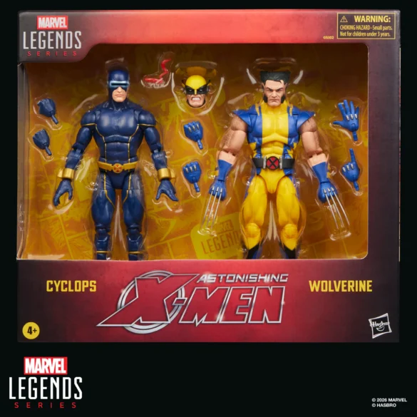 GEEKSONAS-MARVEL-LEGENDS-SERIES-X-MEN-CYCLOPS-WOLVERINE-12 Pack de Cyclops y Wolverine de Marvel Legends Astonishing X-Men dentro de su caja con ventana.