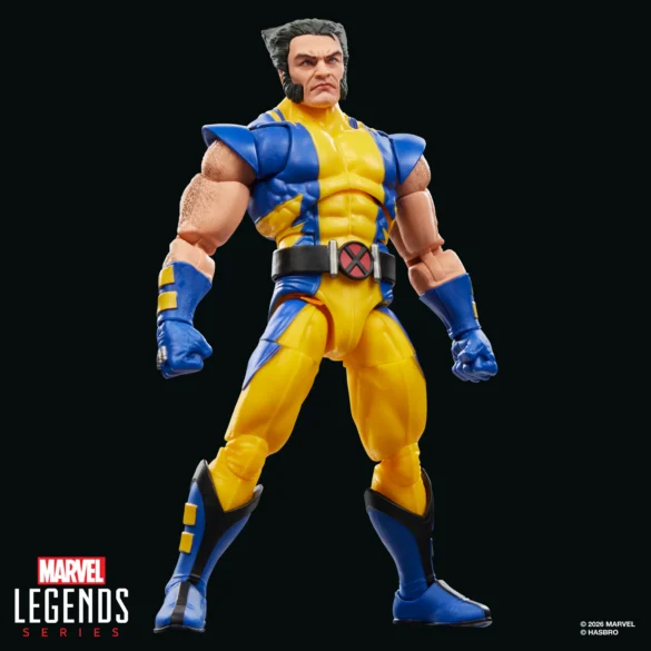 GEEKSONAS-MARVEL-LEGENDS-SERIES-X-MEN-CYCLOPS-WOLVERINE-8 Wolverine de Marvel Legends sin máscara, con traje amarillo y azul y los puños cerrados.