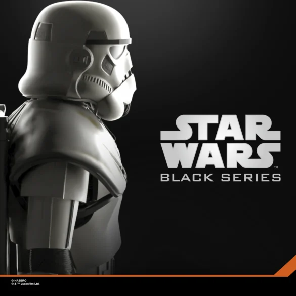 Perfil del casco del Sandtrooper de Star Wars The Black Series.
