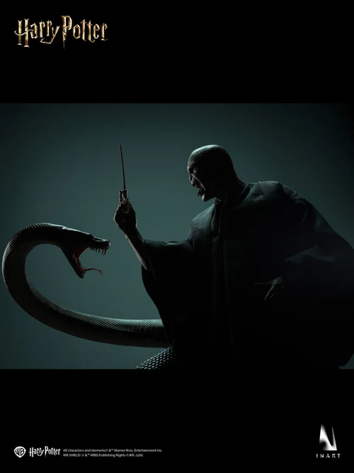 Harry-Potter-and-the-Deathly-Hallows-Voldemort-026 Silueta de Voldemort de INART sosteniendo la varita junto a Nagini.