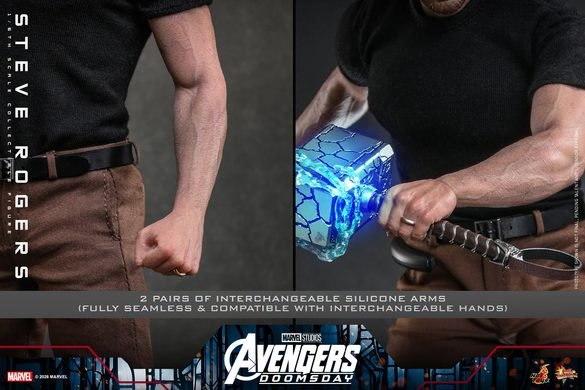 Demostración de los brazos y las manos intercambiables de Steve Rogers de Hot Toys.