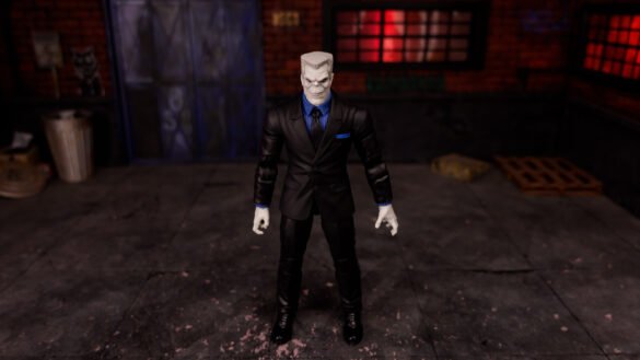 REVIEW TOMBSTONE – SPIDER-MAN.00_00_46_29.Imagen fija001 Tombstone de Marvel Legends de cuerpo completo, con traje negro, camisa azul y corbata.