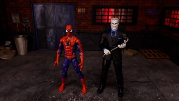 REVIEW TOMBSTONE – SPIDER-MAN.00_05_13_06.Imagen fija015 Tombstone de Marvel Legends junto a Spider-Man para mostrar la diferencia de altura.