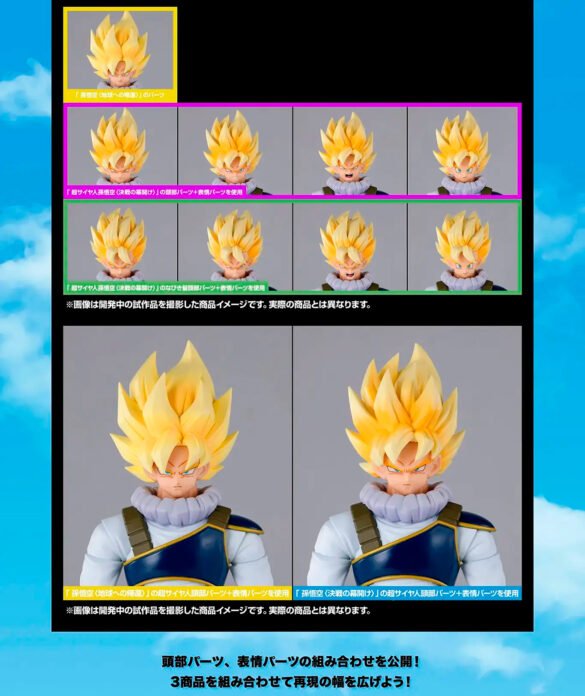 Rostros Super Saiyan compatibles con Son Goku Return to Earth S.H.Figuarts.