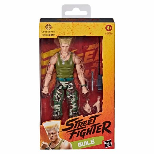 Frente de la caja de Guile de Street Fighter de Jada Toys.