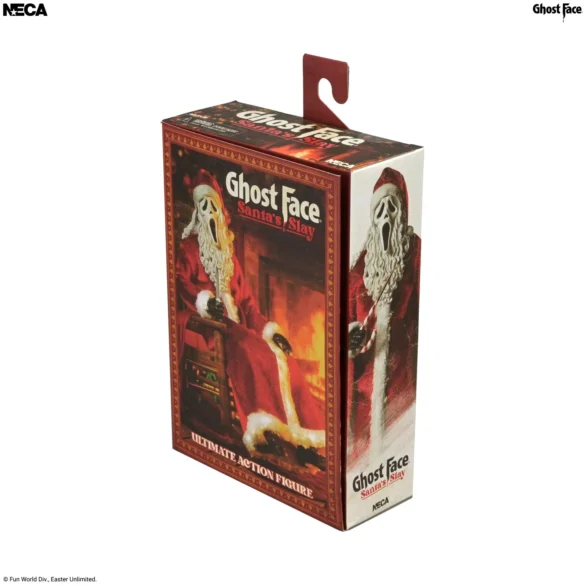 Caja de Santa’s Slay Ghost Face Ultimate de NECA vista de tres cuartos.