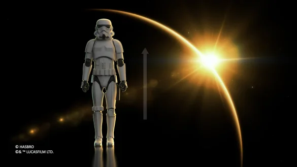 geeksonas-Star-Wars-New-Era-Launch-72 Stormtrooper de Star Wars mostrado ante un planeta iluminado.