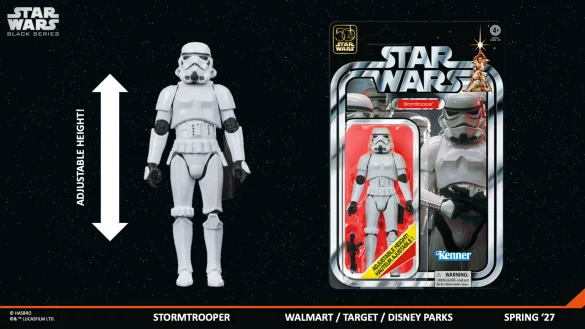 geeksonas-Star-Wars-New-Era-Launch-76 Stormtrooper de edición exclusiva junto a su empaque retro y una flecha de altura.